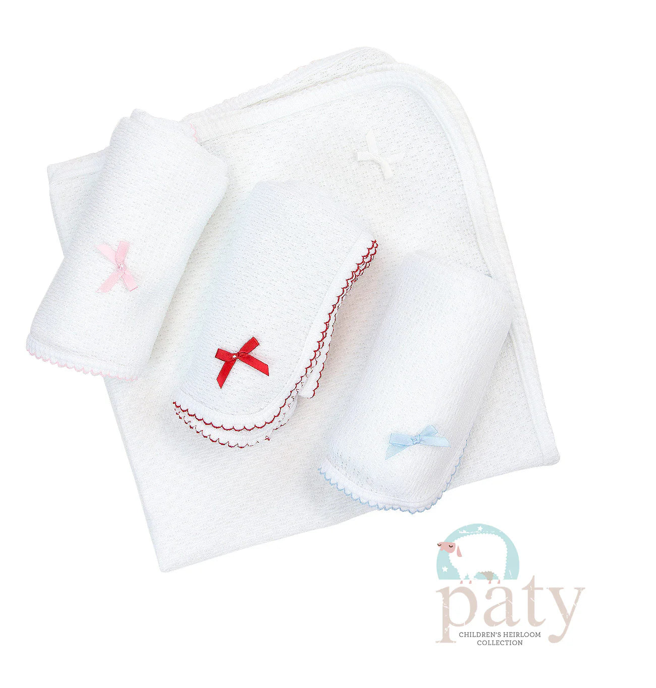 Paty -  Knit Receiving/Swaddle Blanket w/ Bow