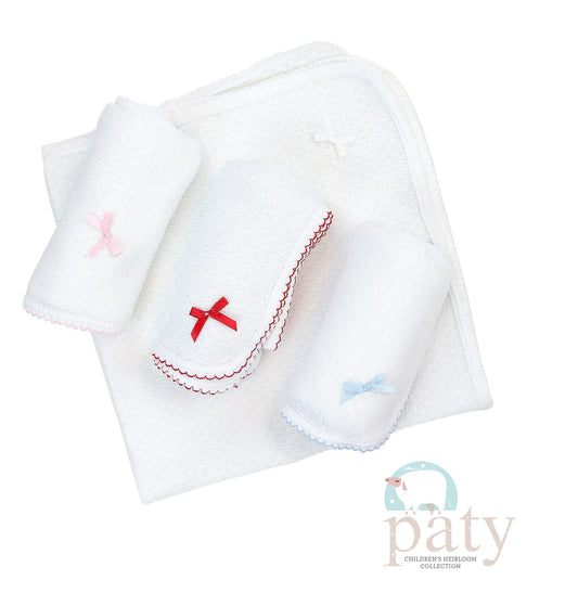 Paty -  Knit Receiving/Swaddle Blanket w/ Bow