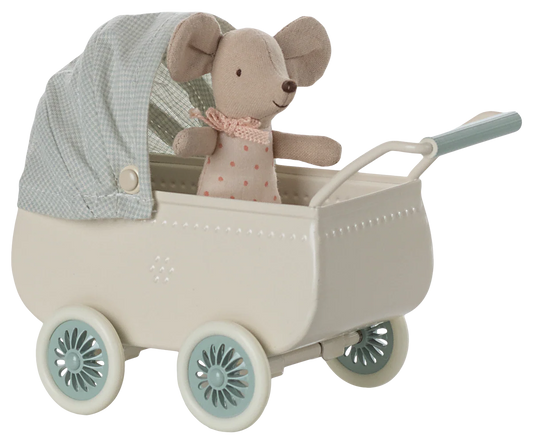 Mint Pram with Baby Mouse