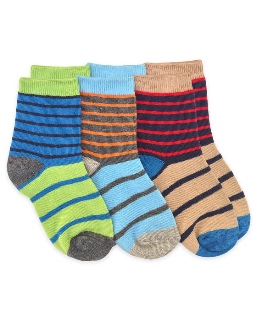 Jefferies Socks - Stripe Blue/Grey/Navy Crew Socks Triple Treat