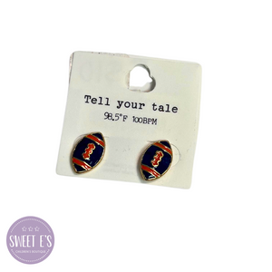 
            
                Load image into Gallery viewer, Game Day - Navy &amp;amp; Orange Football Earrings
            
        