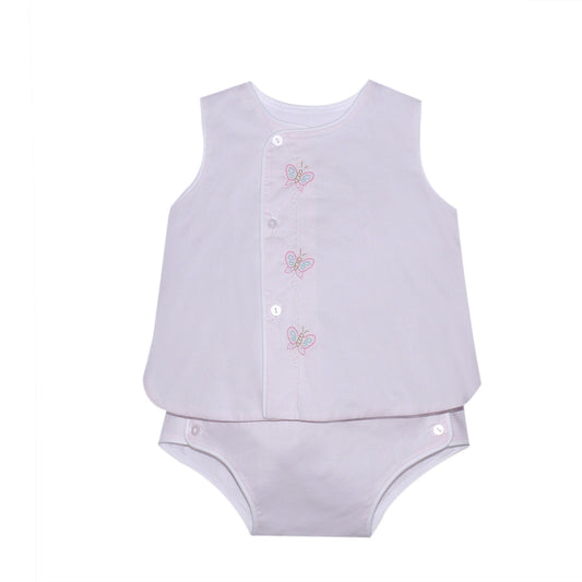 Pink Butterflies Blanche Diaper Set
