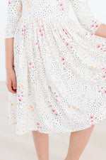 Mila & Rose - Whimsical Wildflowers 3/4 Sleeve Pocket Twirl Dress