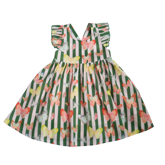 Green Butterfly Josie Dress by Hollis Baker, featuring a flowy fabric with butterfly print and elegant sleeveless design.