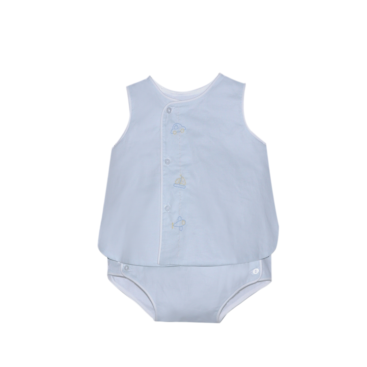 Blue Transportation Blanche Diaper Set