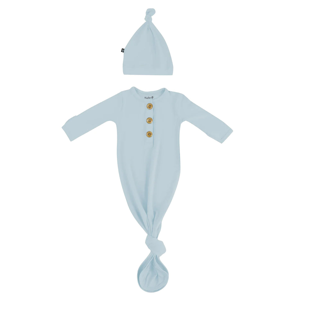 Kyte Baby - Knotted Gown with Hat Set in Fog