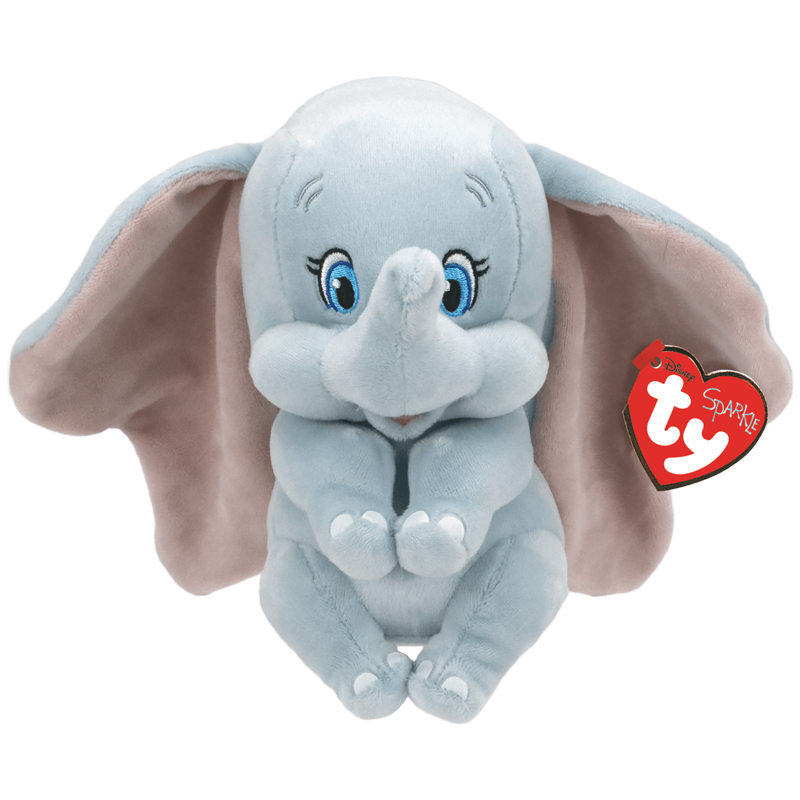 Soft plush Dumbo toy by Ty featuring large ears, blue hat, and bright colors, ideal for children's plush toy collections.