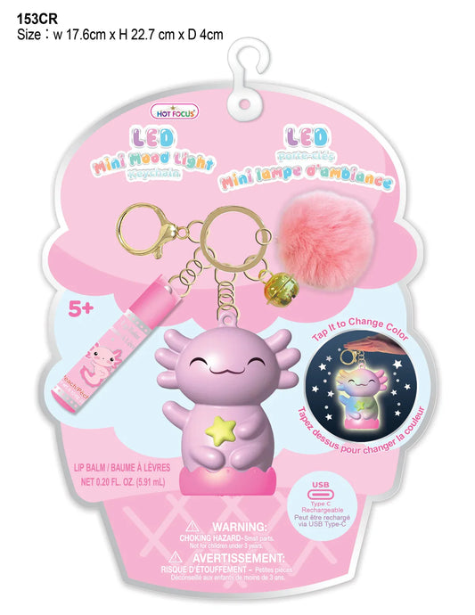 Hot Focus Critters LED Mini Pink Mood Light Keychain showing a small pink critter-shaped light attached to a keyring