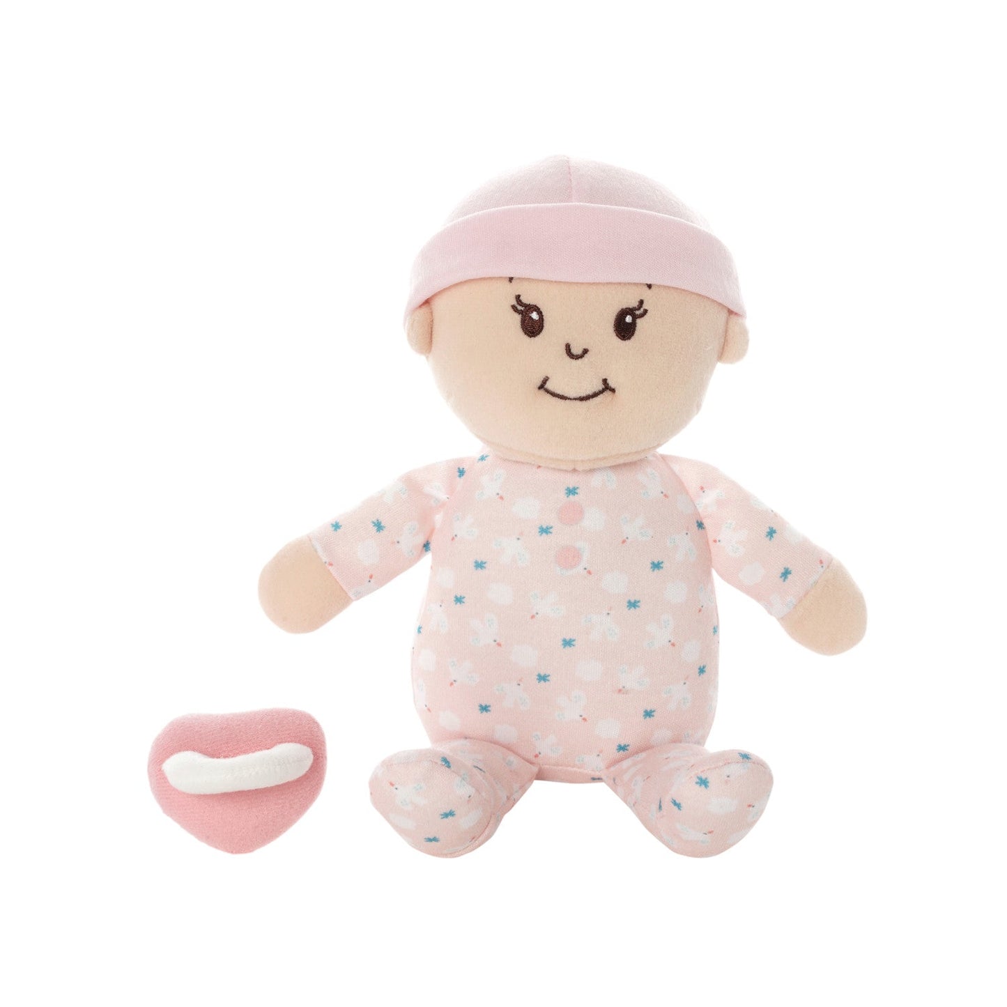 Manhattan Toy Love Stella My First Doll Peach with soft fabric body, embroidered facial features, and cute peach-colored outfit.