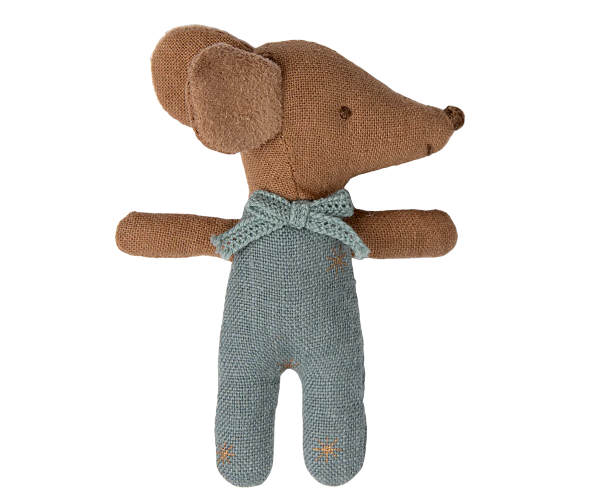 Maileg - Blue Sleepy Wakey Baby Mouse in Matchbox