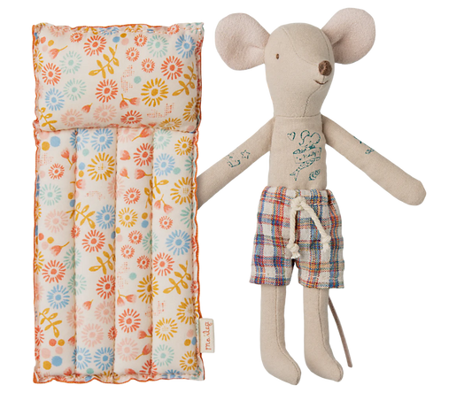 Maileg - Beach Mouse w/ Air Mattress, Dad - Flower