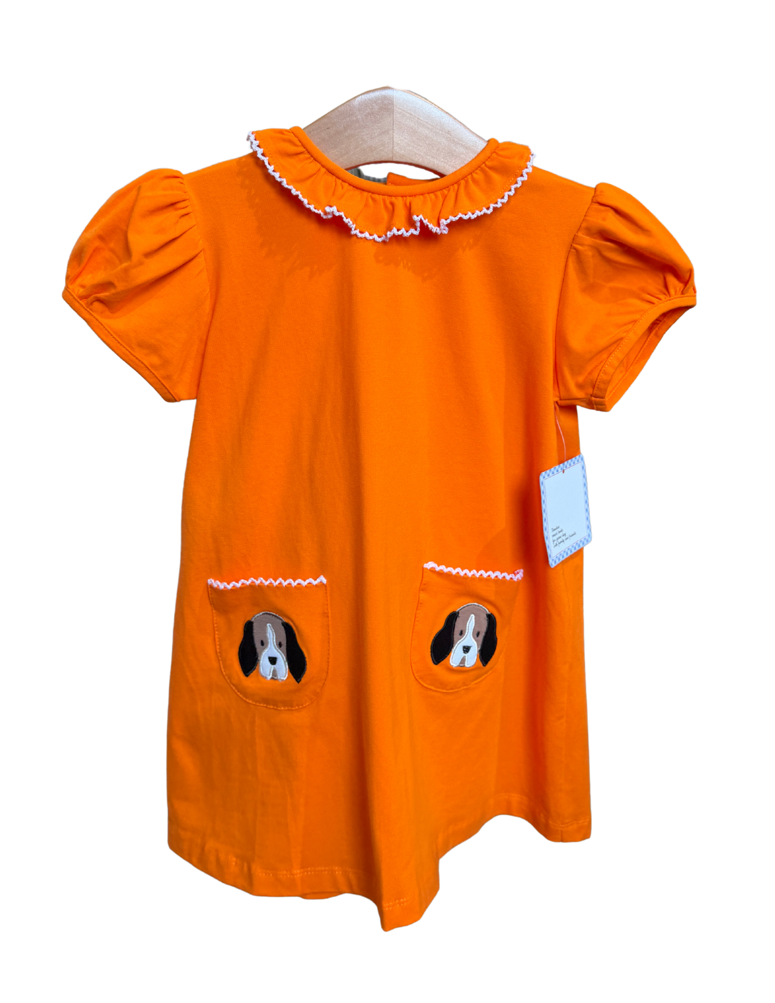 Orange smokey pocket dress by Remember Nguyen featuring a stylish design with pockets and a relaxed fit.