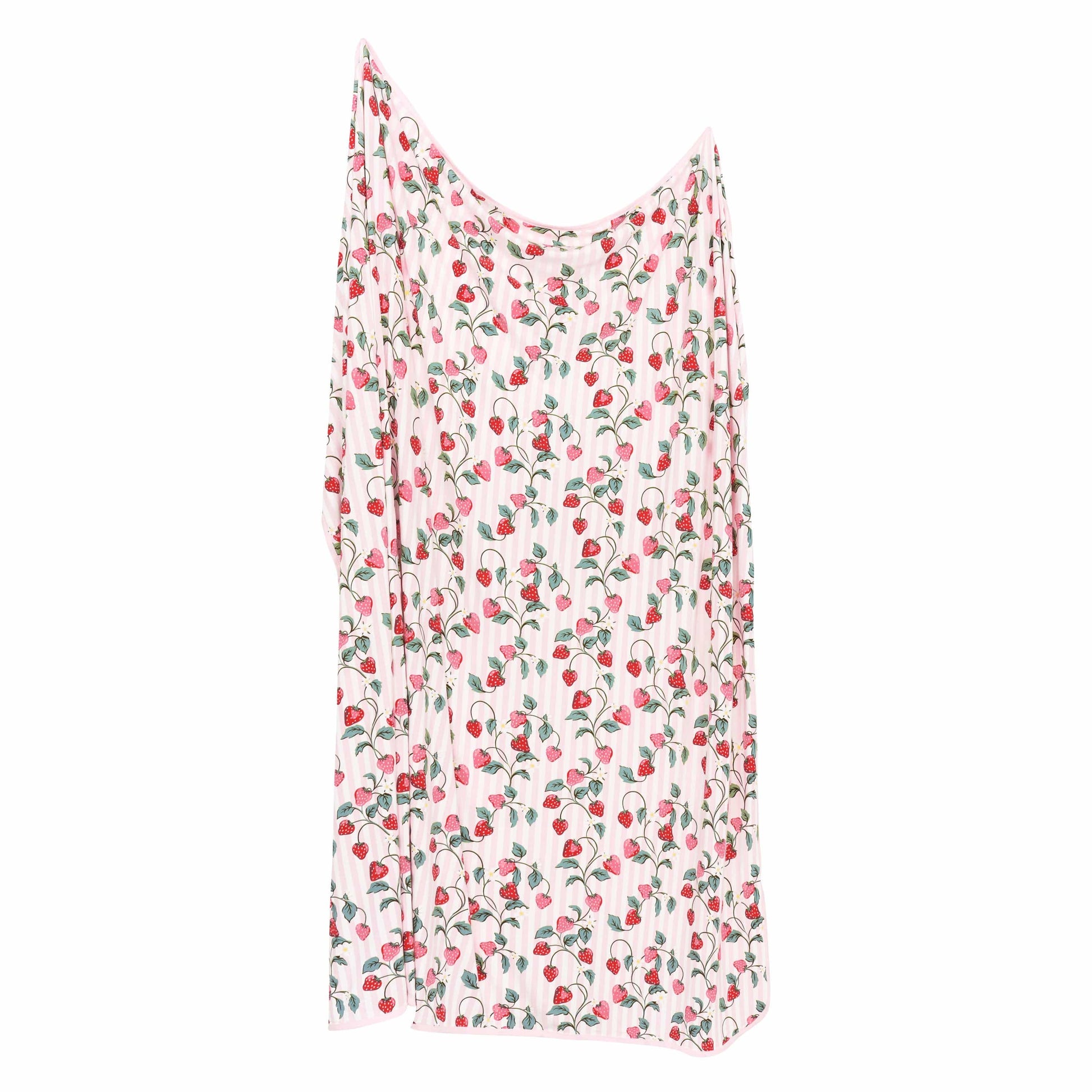 Kyte Baby Strawberry Fields swaddle blanket with soft fabric and colorful strawberry pattern for babies.