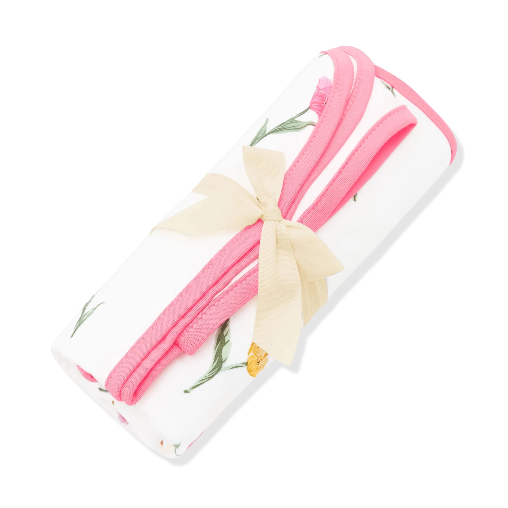 Kyte Baby Tulip Swaddle Blanket with soft fabric and pastel tulip pattern, perfect for newborns and infants.