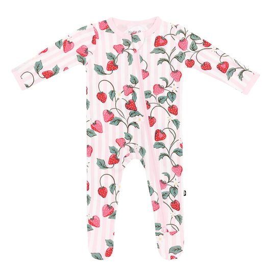 Strawberry Fields Zippered Footie