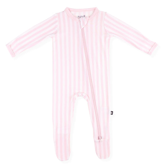 Zippered Footie in Small Sakura Stripe