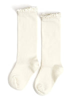 Little Stocking Co. - Ivory Lace Top Knee High Socks
