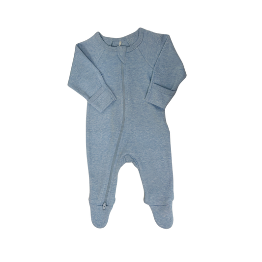 Purebaby - Blue Zippered Footie
