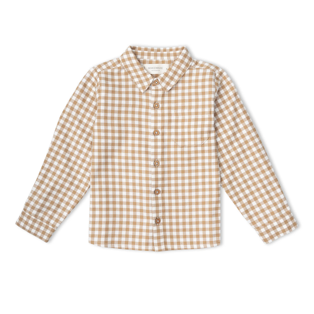 Oat Gingham Organic Collared Long Sleeve Shirt