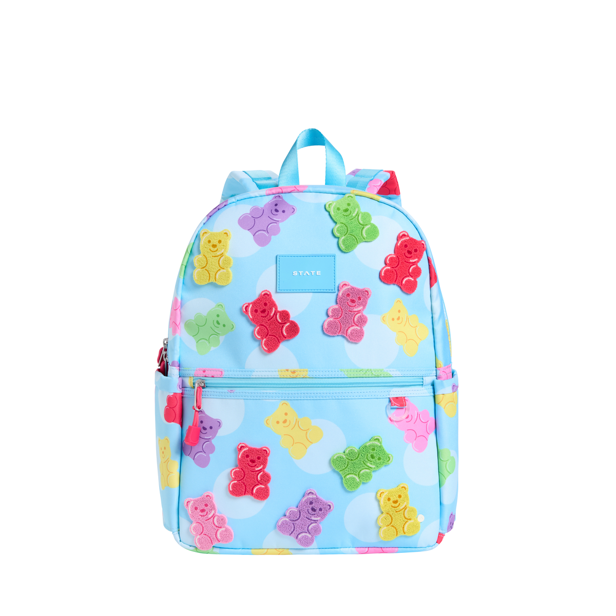 Colorful Kane Backpack featuring gummy bear design from State Bags with adjustable straps and spacious main compartment.