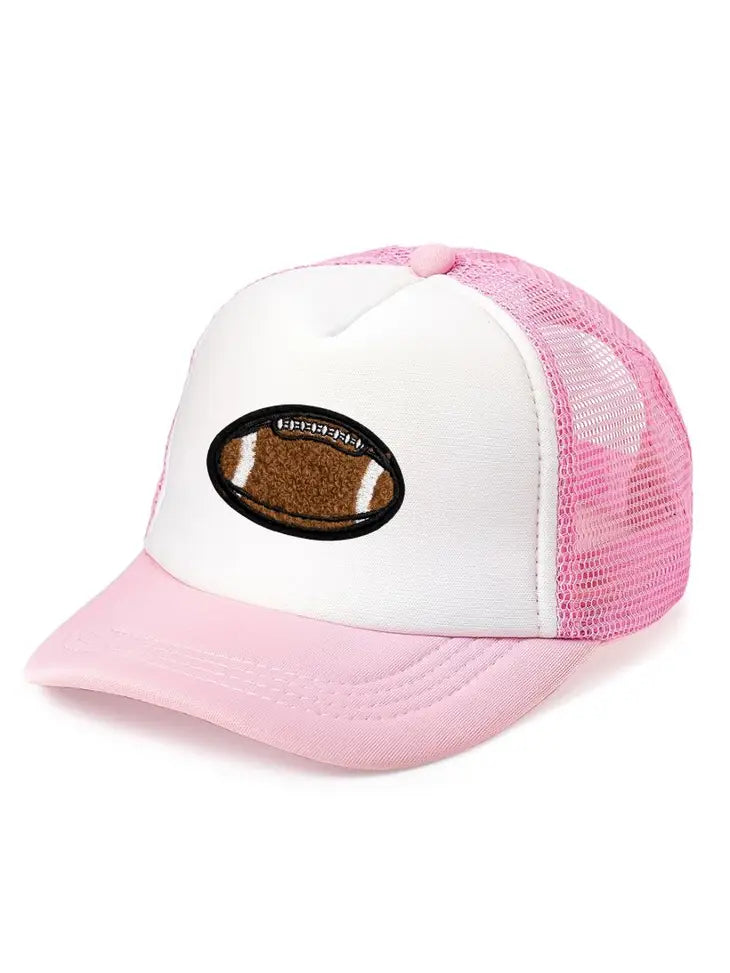 Sweet Wink - Football Patch Trucker Hat- Pink/White