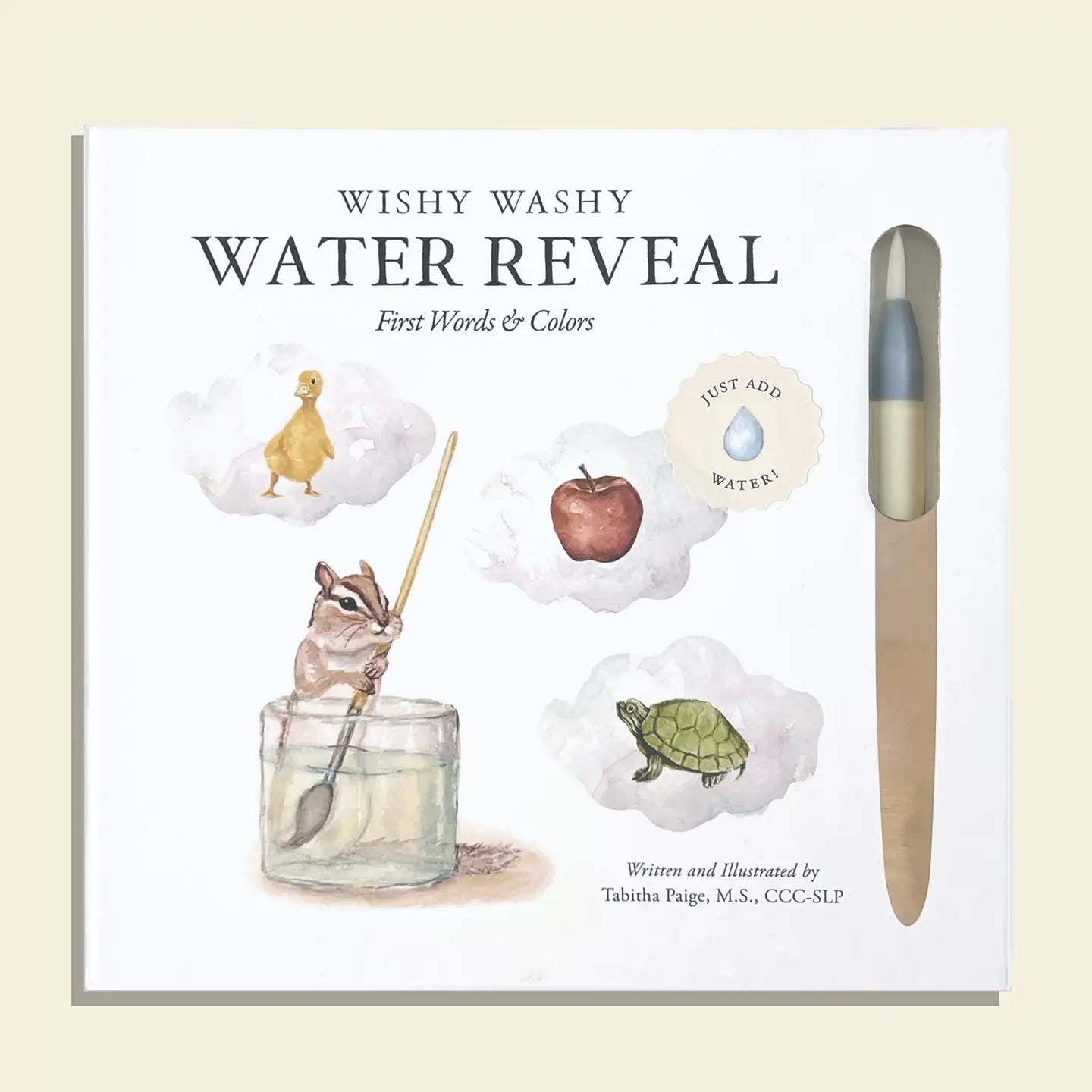 Wishy Washy Water Reveal Edition by Paige Tate & Co. illustrated children's book showing colorful water-activated illustrations.