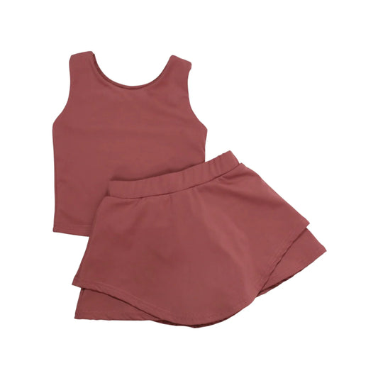 Solid Mauve Skort Set