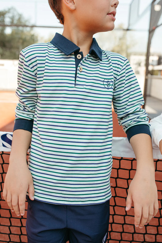 Rhodes Long Sleeve Polo - Golf Stripe