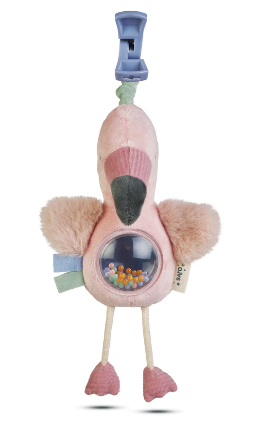 Jungle Party Mirror Rattle Flamingo