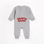 Petit Lem - Santa Baby on Heather Grey Fleece Playsuit