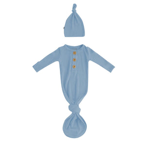 Kyte Baby - Ribbed Knotted Gown with Hat Set - Slate
