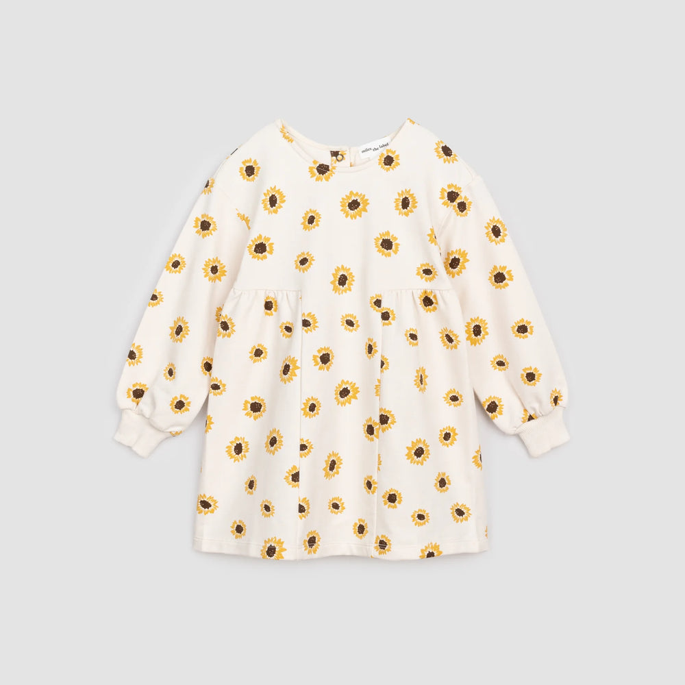 miles the label - Sunflower Print on Crème Terry Dress