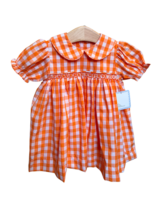 Orange and White Gingham Dress