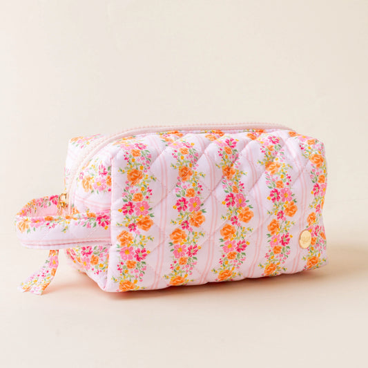 The Darling Effect - Essentials Quilted Cosmetic Pouch Bag - Petal Parade Pink