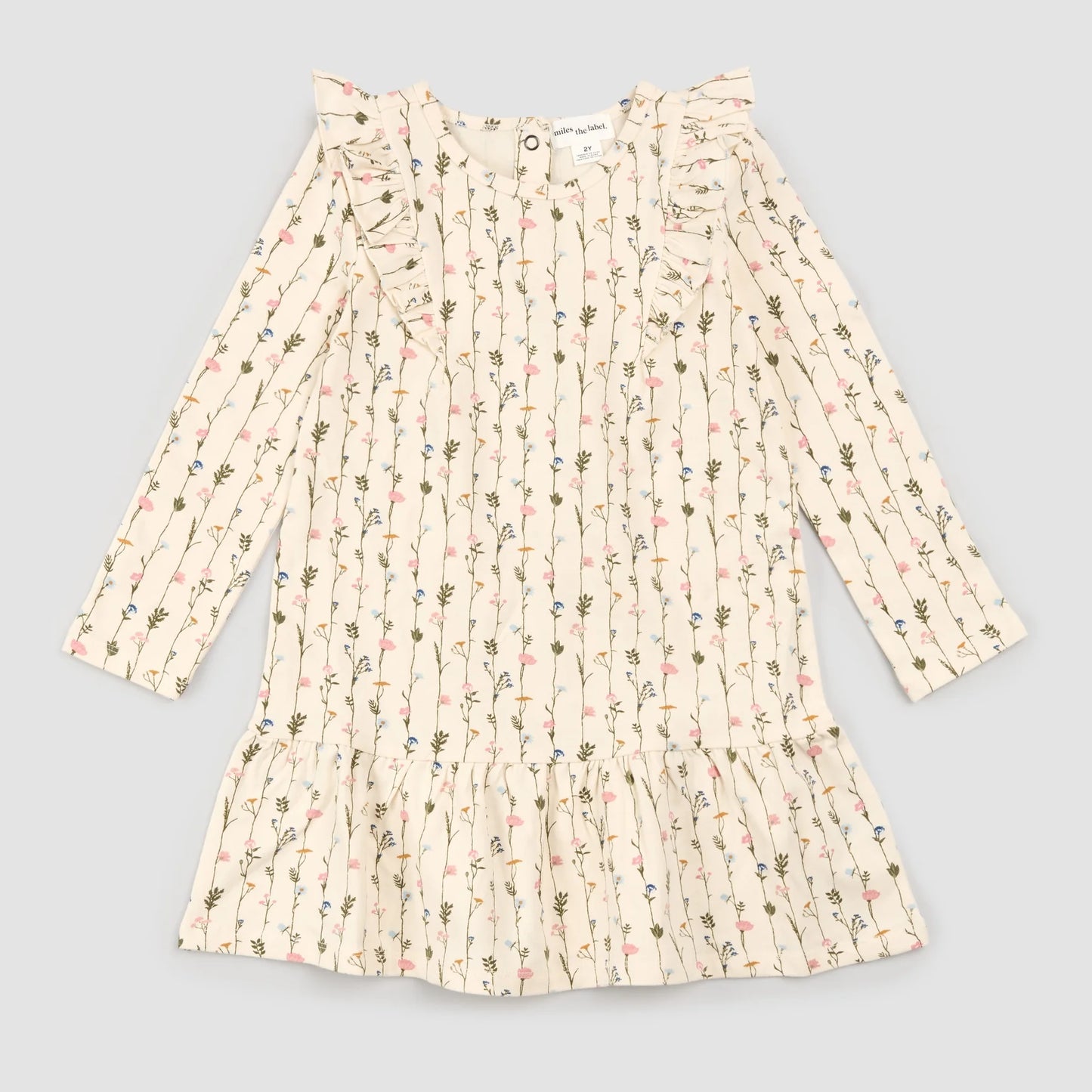 Garden Wall Print on Cream Dress