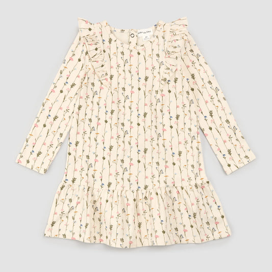 Garden Wall Print on Cream Dress