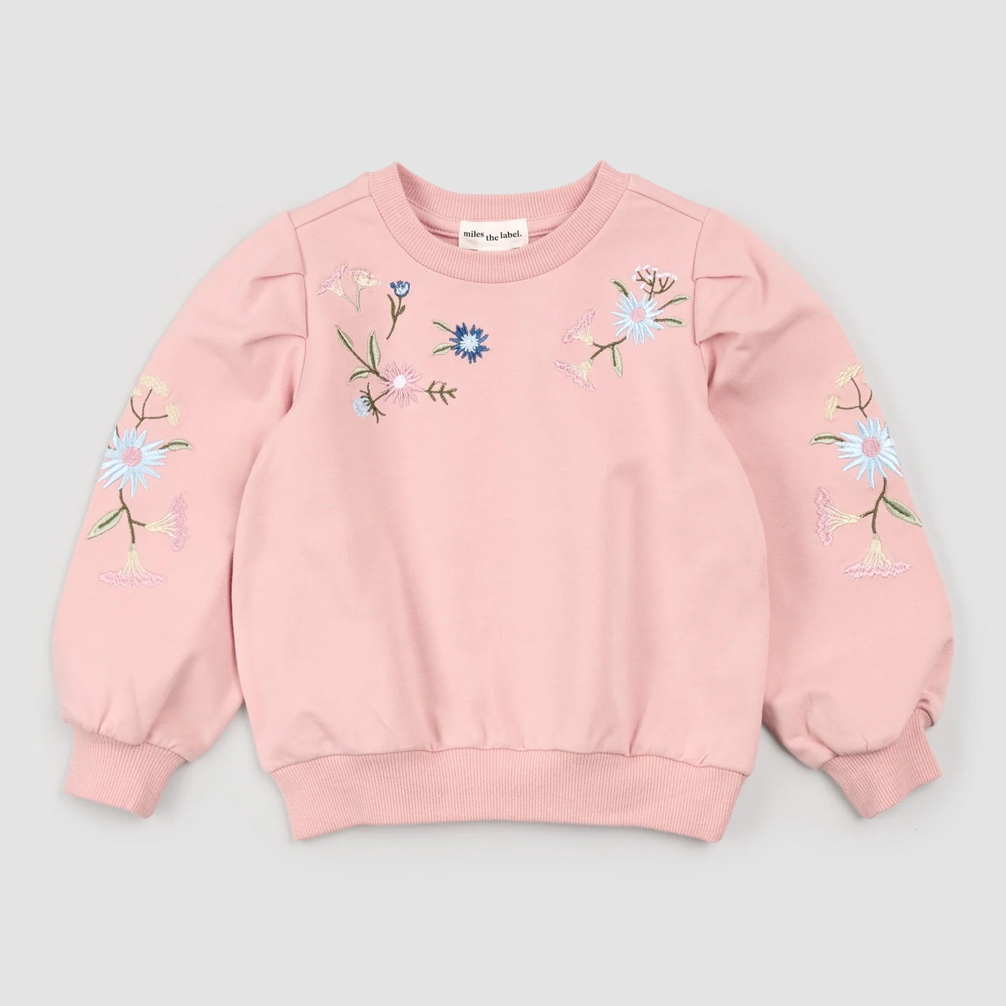 Pink Sweatshirt with Floral Embroidery