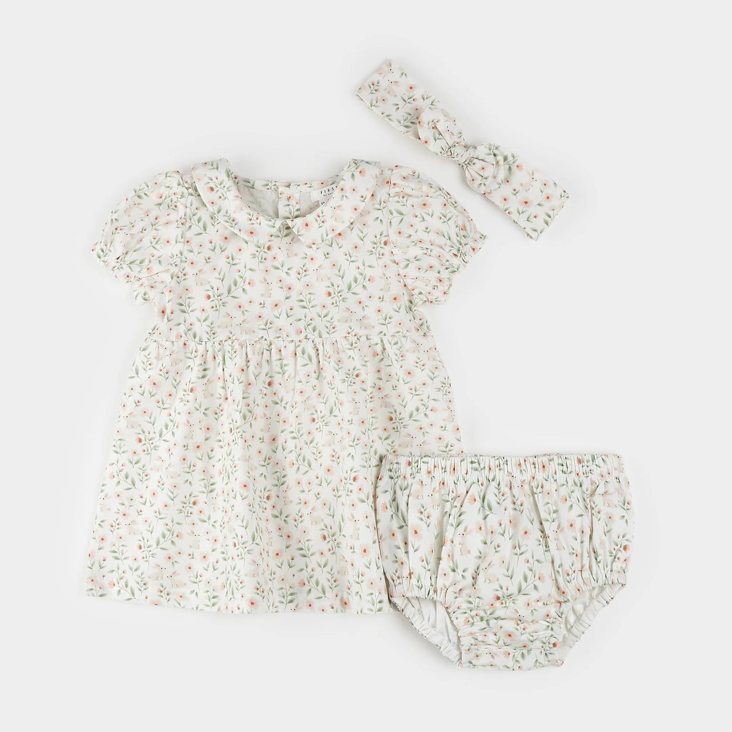 Petit Lem - Spring Bunnies Poplin 3pc Dress Set