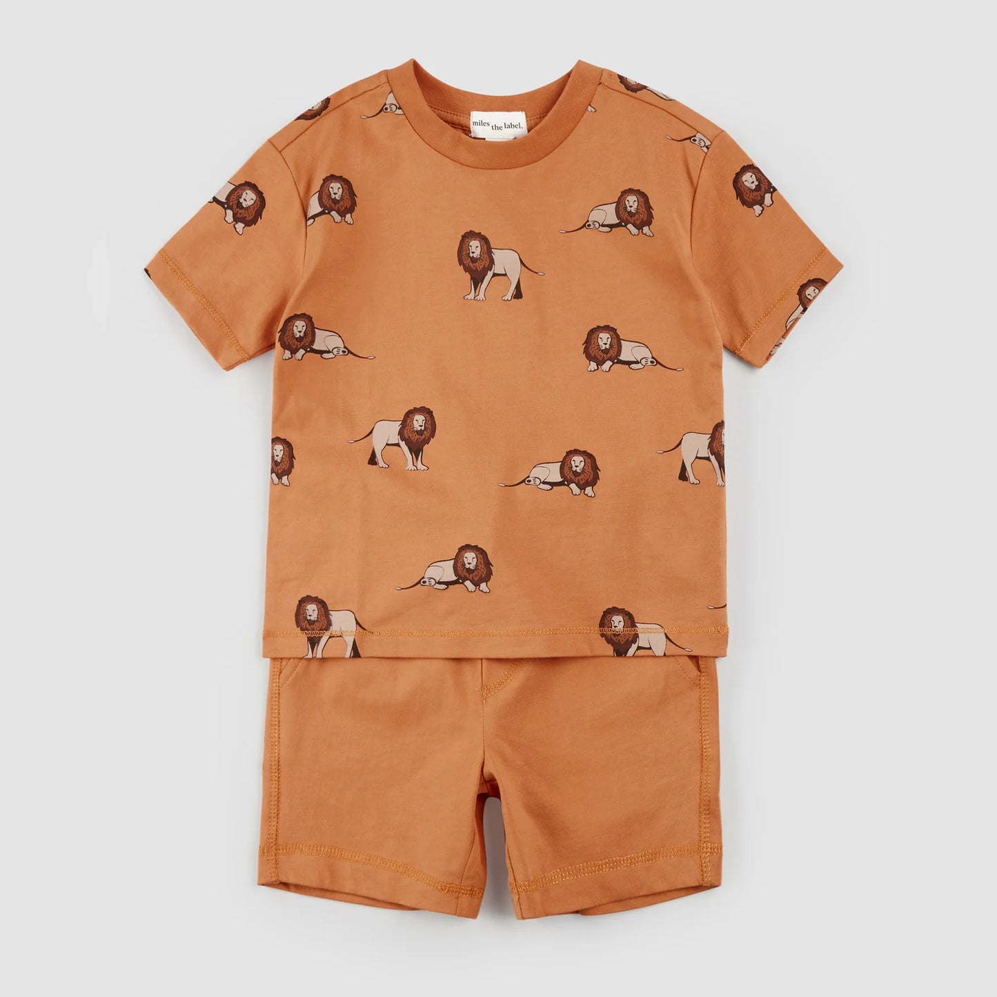 Miles the Label - Lion Print on Copper Shorts Set