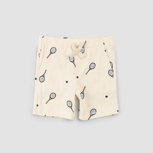 Miles the Label - Racquet Print on Birch Jersey Shorts