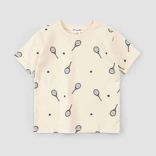 Miles the Label - Racquet Print on Birch T-Shirt