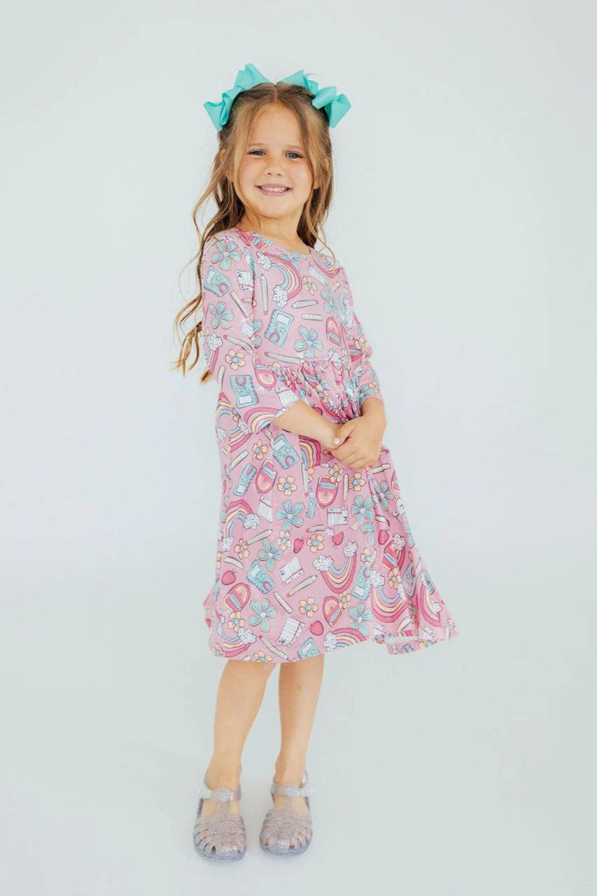 Mila & Rose - Dream Big Little One 3/4 Pocket Twirl Dress