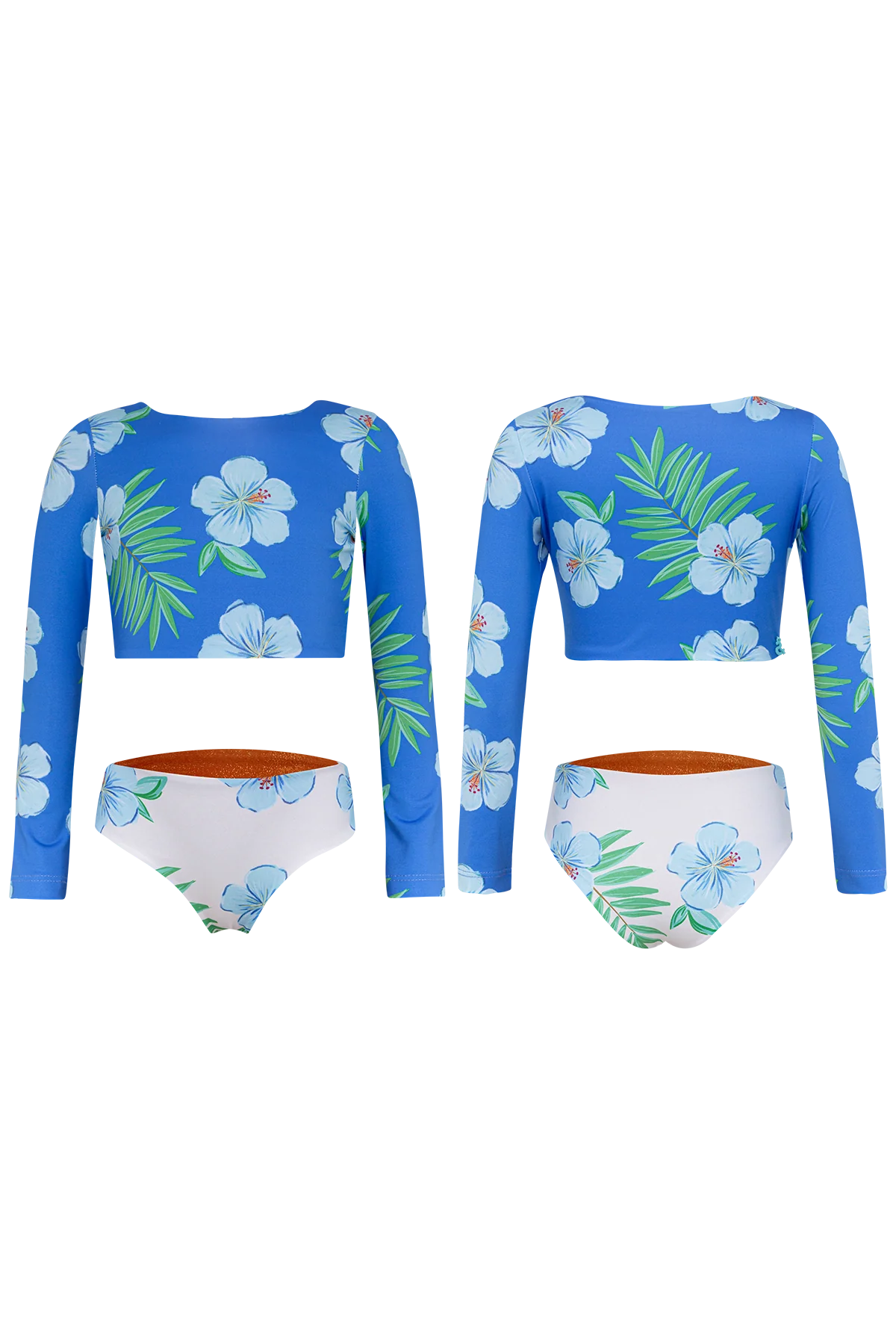 Blue hibiscus sun bikini from Pepita & Me featuring a vibrant floral design and adjustable straps.