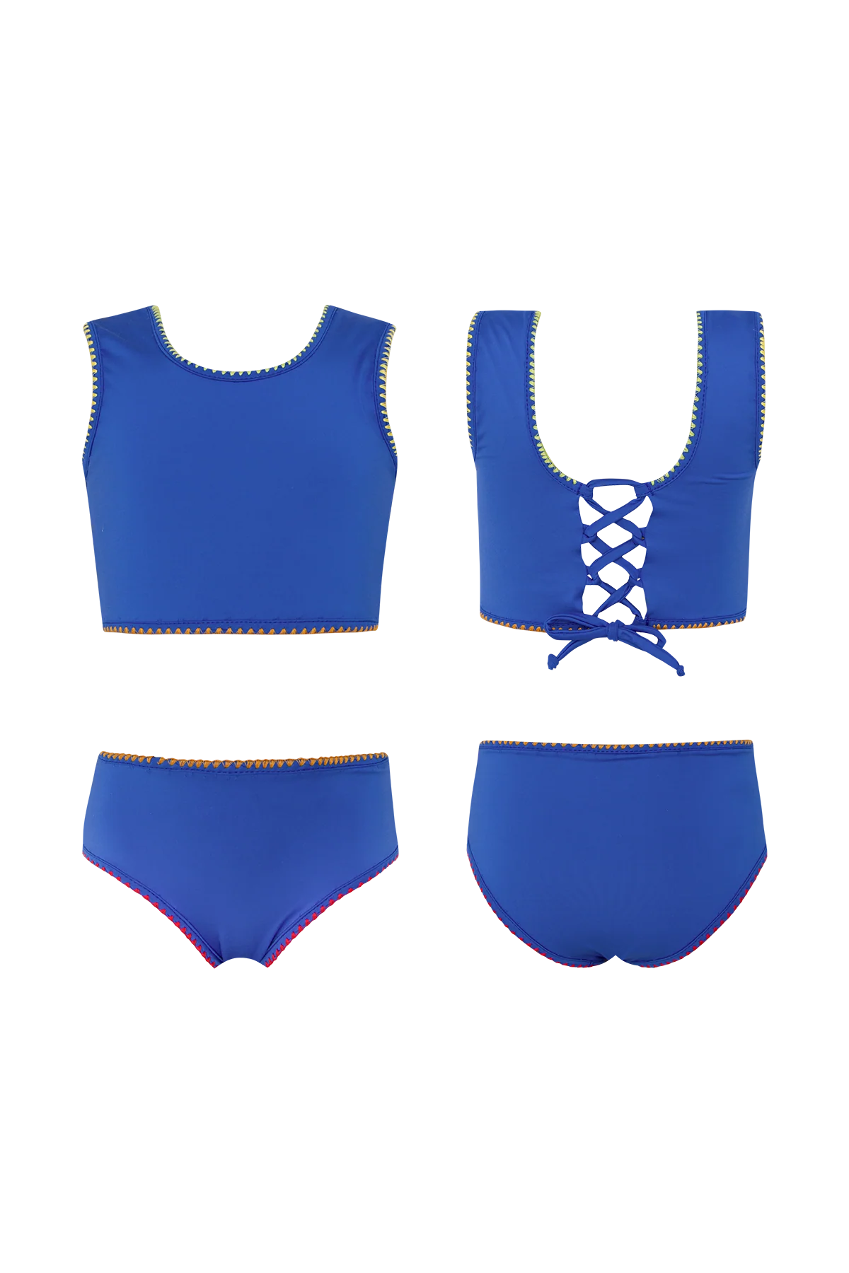 Pepita & Me Isla Bonita Sun & Moon bikini top with colorful sun and moon design, featuring adjustable straps and vibrant fabric.