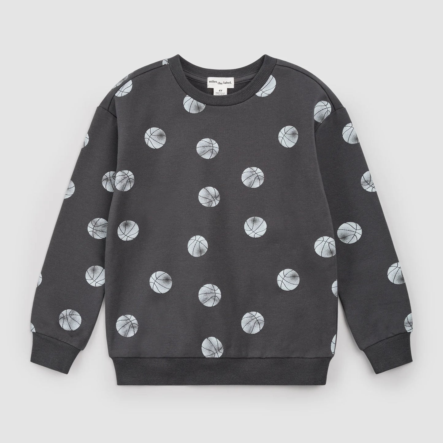Miles the Label basketball sweatshirt featuring a sporty design, soft fabric, and comfortable fit for casual athletic wear.