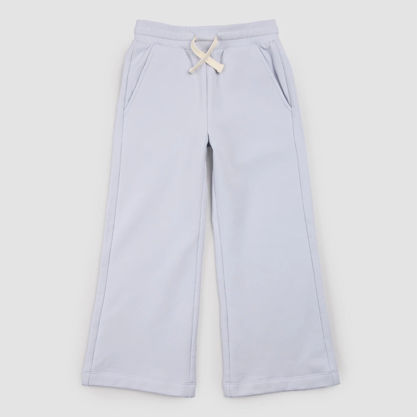Powder blue wide-leg joggers by Miles the Label, featuring a relaxed fit and comfortable waistband, shown on a hanger.