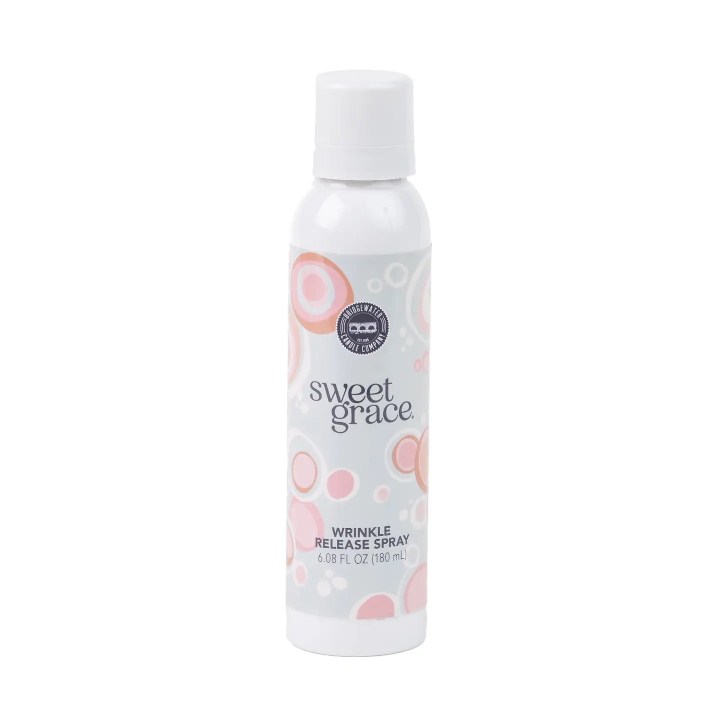 Bridgewater Candle Company Sweet Grace Wrinkle Release Spray bottle with elegant floral label for fabric and linen freshening.