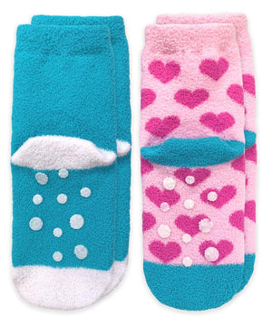 Jefferies Socks - Llama and Hearts Fuzzy Non-Skid Slipper Socks 2 Pair Pack