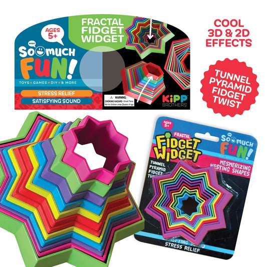 Colorful Fractal Fidget Widget Toy from So Much Fun! by Novelty Brands, featuring intricate geometric designs and a compact, handheld size.