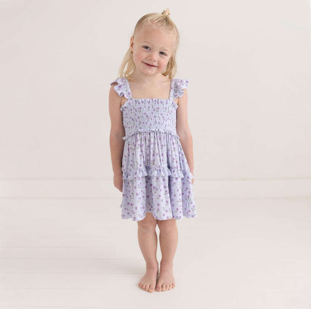 Posh Peanut - Jeanette - Smocked Flutter Sleeve Babydoll Dress
